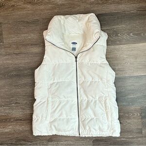 Old Navy White Frost-Free Puffer Vest Fleece Lined Women’s Medium
